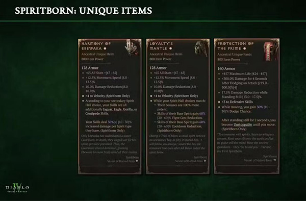 The Spiritborn's Unique Diablo 4 Items in the Vessel of Hatred Expansion
